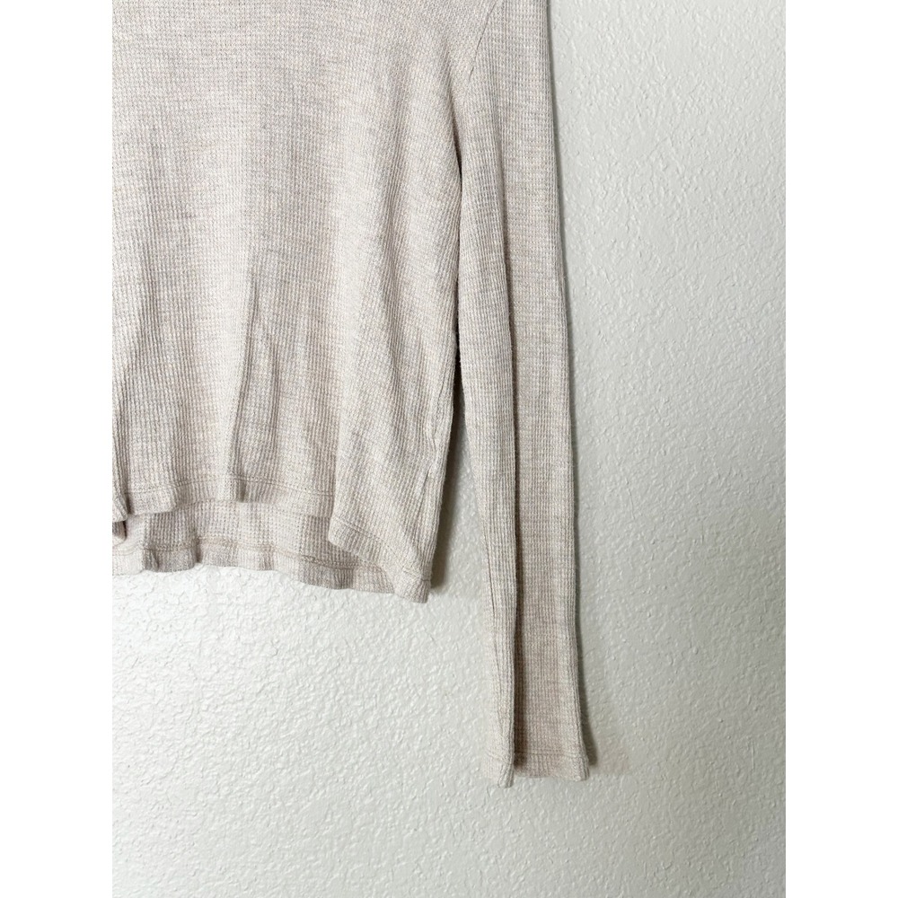 Leset Waffle Knit Lounge Set Oatmeal Beige Long Sleeve Top Wide Leg Pants Small - Picture 5 of 16